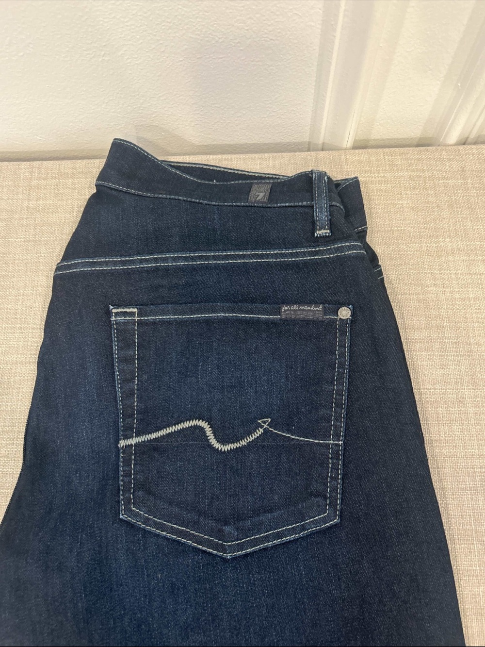 7 For All Mankind - Austyn Dark Indigo Mens Straight-Leg Jeans - 32Wx34L